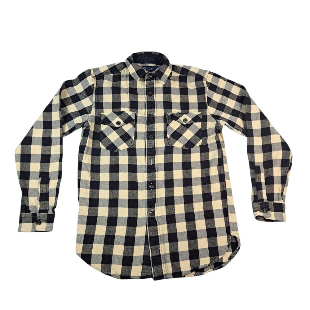 Polo Ralph Lauren Button Up Shirt Mens S Plaid Black Yellow